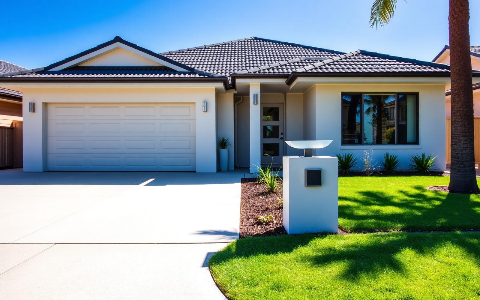 Freshly cleaned modern Australian home with pristine driveway